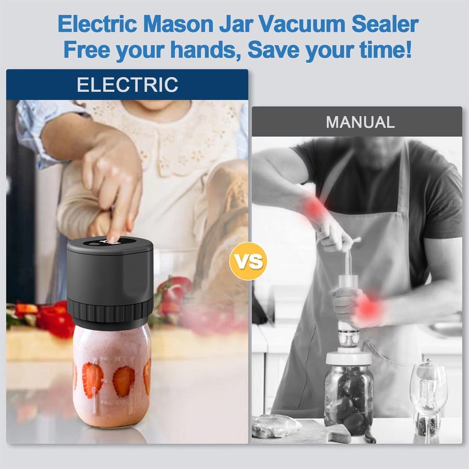 FreshLock Mason Jar vakuumforseglersæt trådløs genopladelig | Lersk