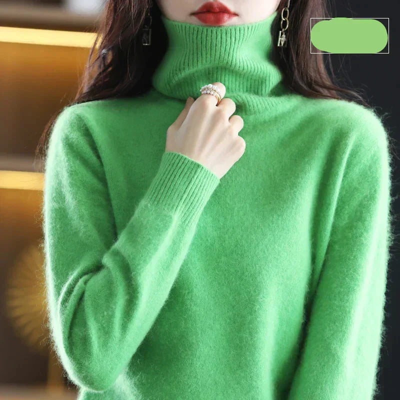 Nyorelle 100% Cashmere High-Neck Sweater for Fall and Winter