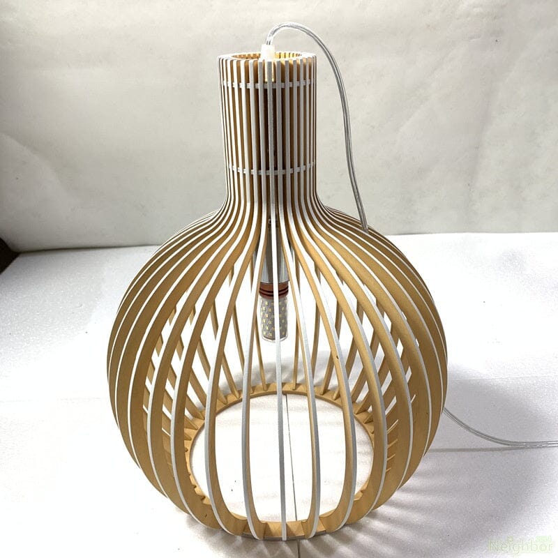 Závěsná lampa FjordLoom Wood Cage s nastavitelným kabelem | Lustr ve tvaru klece na ptáky | Lersk
