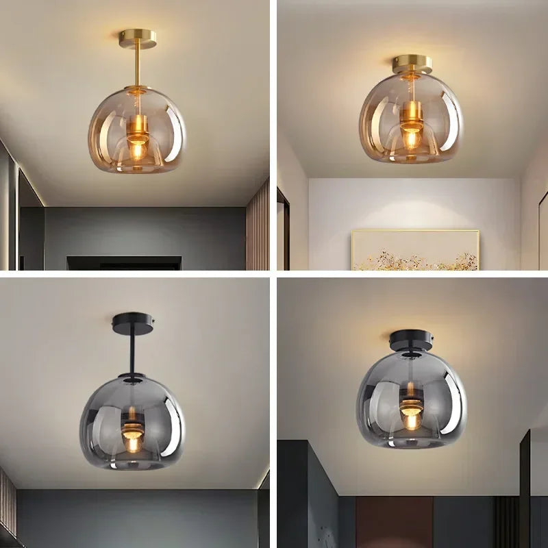 Elegante nordische Cognacglas-LED-Deckenleuchte für den Essbereich | Lersk