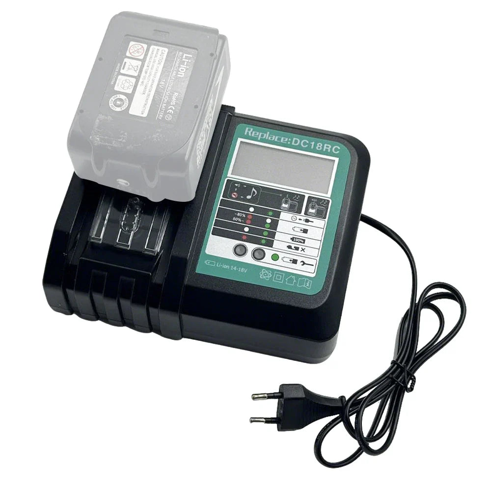 Hurtig batterioplader til Makita 14,4V og 18V Li-Ion batterier med LED-display 3A output | Lersk