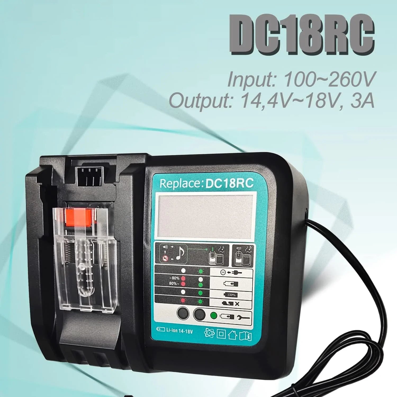 Hurtig batterioplader til Makita 14,4V og 18V Li-Ion batterier med LED-display 3A output | Lersk