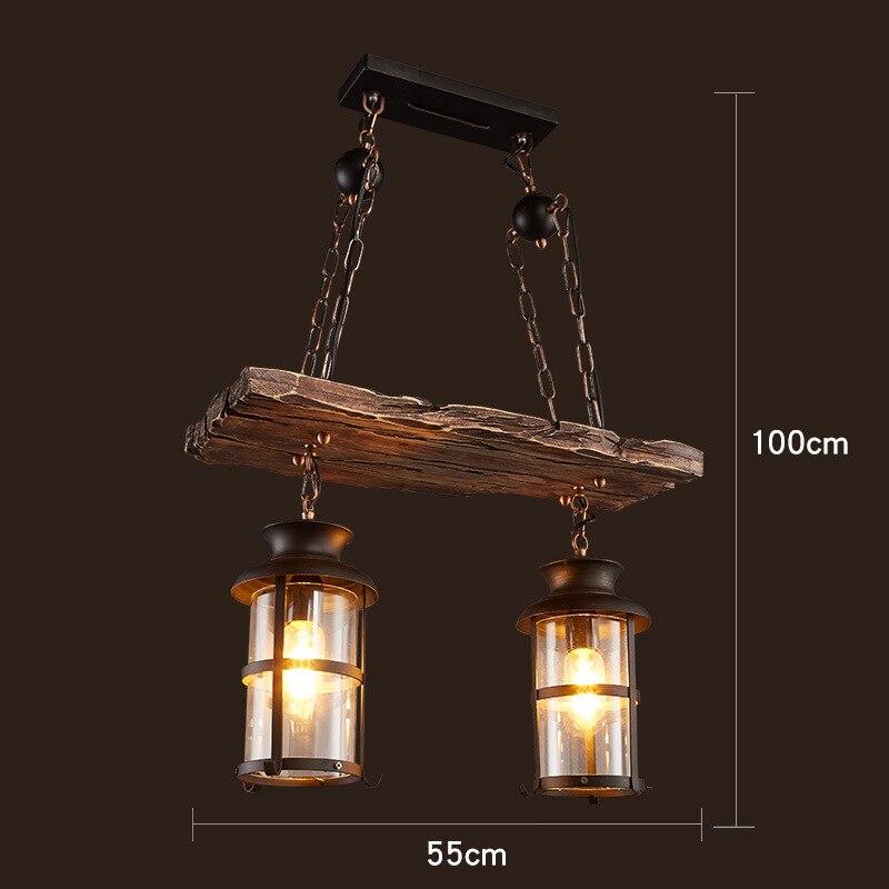 Vintage industriel træ LED loftlampe | Lersk