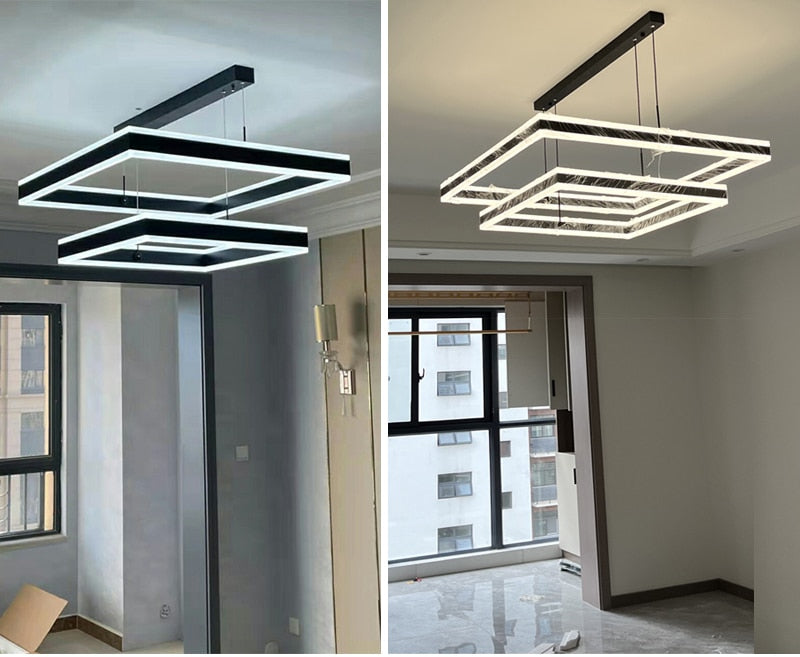 AstraLuxe Modern Square LED Chandelier for Living Room | Lersk