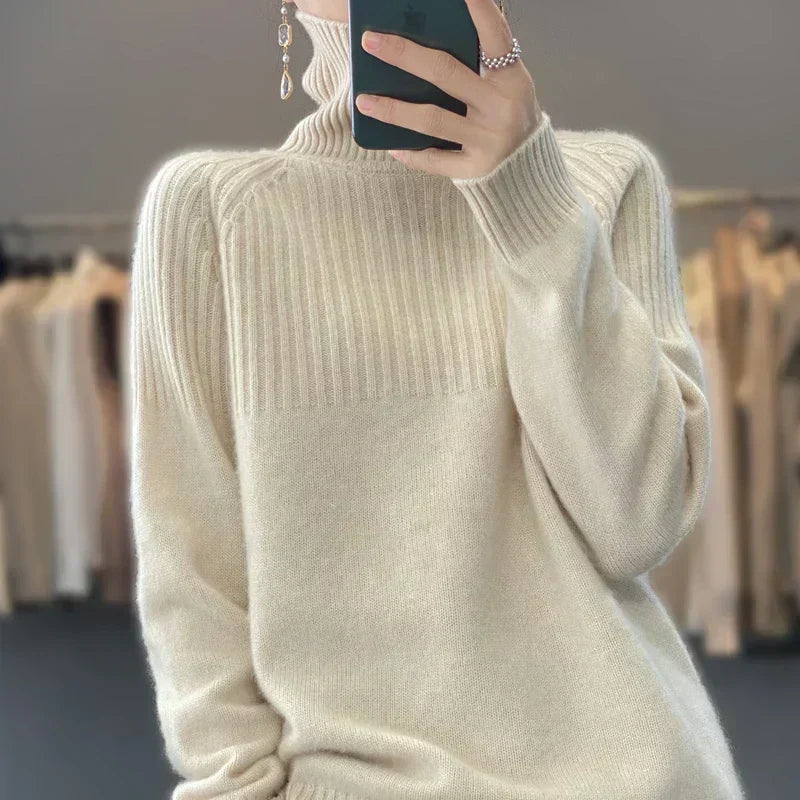 Suéter de cuello alto de lana Verda para mujer Lana premium suave y cálida | Lersk