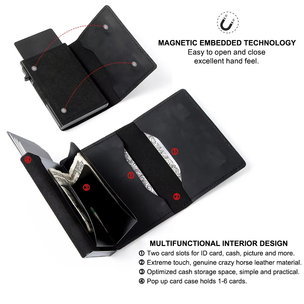 Tag Wallet RFID-blockierende Lederbrieftasche mit schnellem Karten-Zugriff und AirTag-Fach von Tag Wallet | Lersk