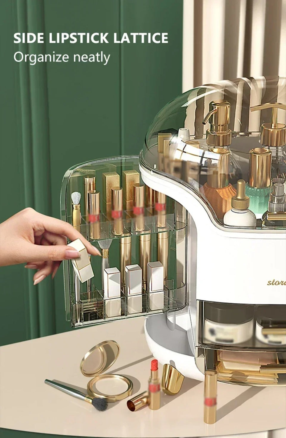 Transparenter staubdichter Make-up-Organizer für den Schreibtisch für Frauen | Lersk