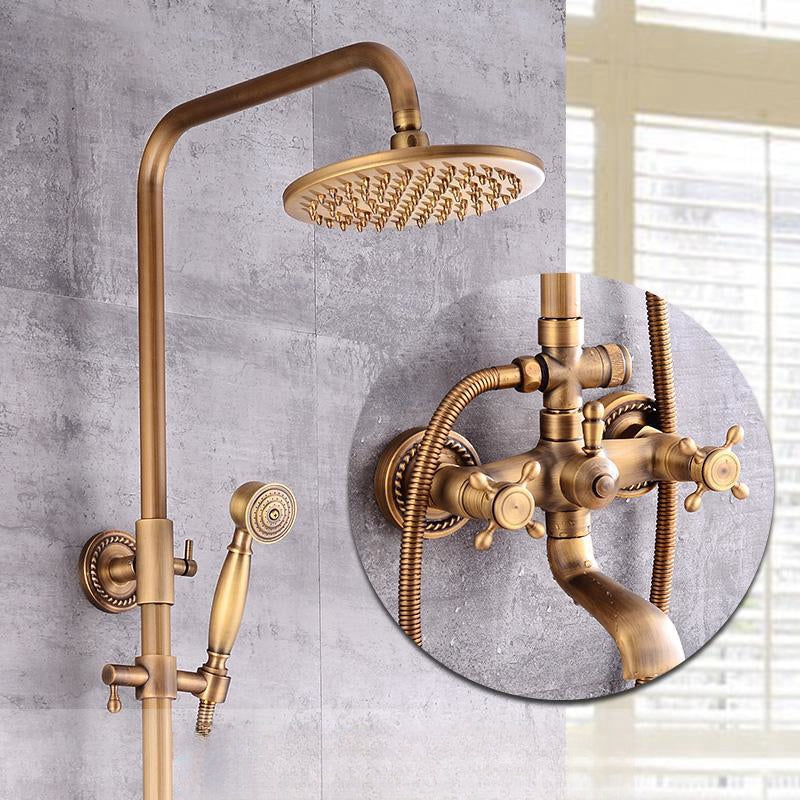Vintage Copper Shower Kit with Brass Tap and Functional Showerheads | Lersk