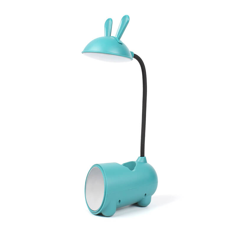 Candeeiro de Secretária LED com Suporte para Canetas USB e Toque Criativo de Coelho Cartoon para Decoração de Casa, Escritório e Quarto | Lersk