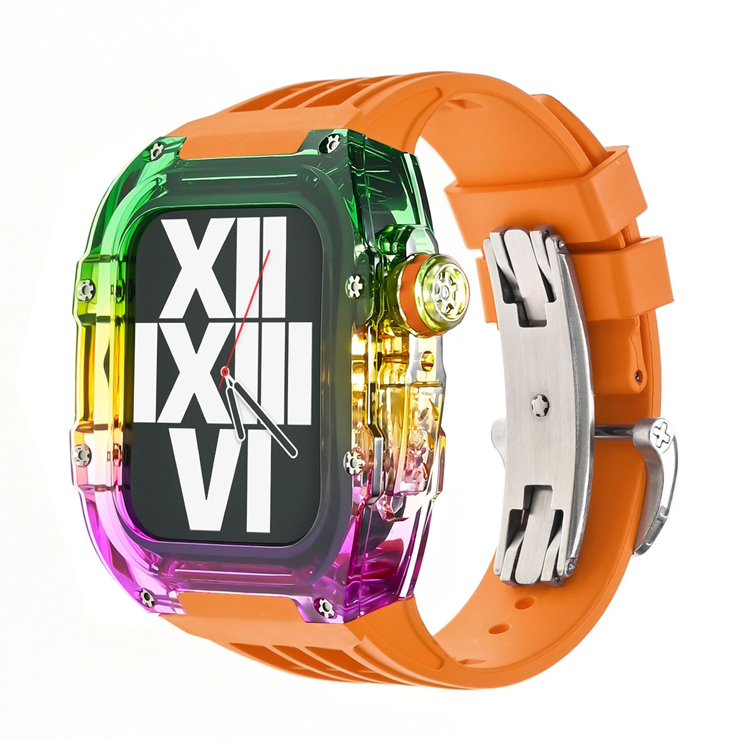 Aurian Frost Series Fluororubber Multicolor Case & Rubber Band Mod Kit for Apple Watch, Transparent | Lersk