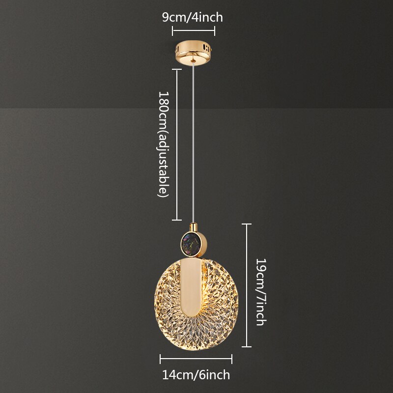 Aurelia Gold LED Krystal Rund Pendelophæng | Lersk