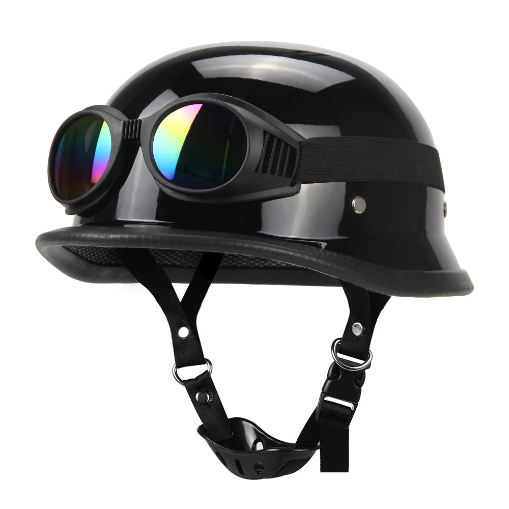 Vintage German-Style Half Motorcycle Helmet with ABS Shell – DOT and ECE Certified | Lersk