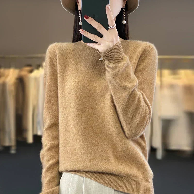 LyraLux Soft Classic Merino Wool Sweater For Women O Neck