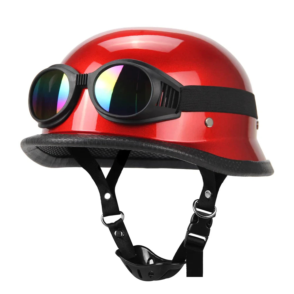 Vintage German-Style Half Motorcycle Helmet with ABS Shell – DOT and ECE Certified | Lersk