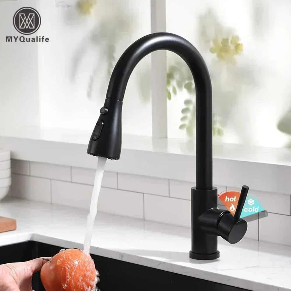 NoirFlow Retractable Kitchen Mixer Tap With Pull Out Spout | Lersk