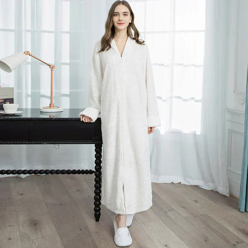 Halat de baie pentru maternitate CozyNest, flanel termic extra-lung | Lersk
