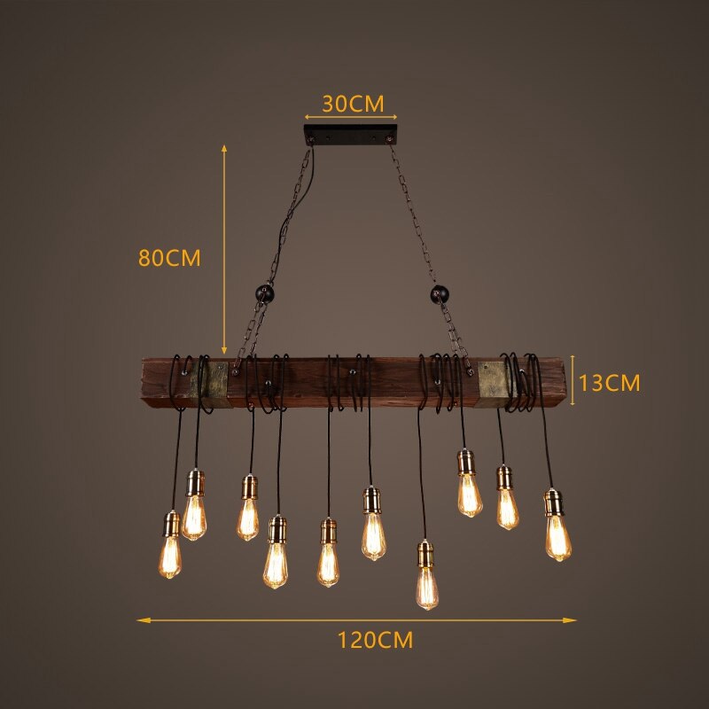 Vintage industriel træ LED loftlampe | Lersk