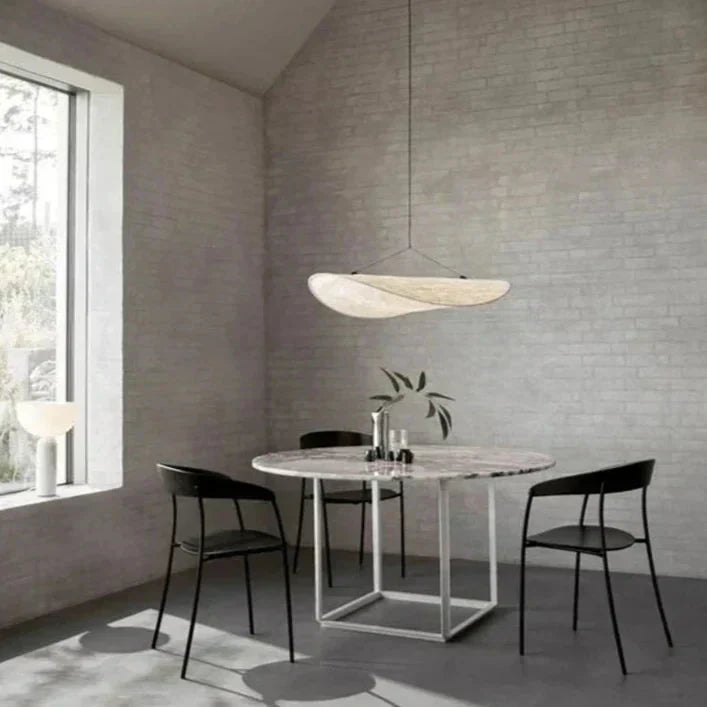Lyra LED Pendant Light With Chip Pattern And Knit Tyvek Shade