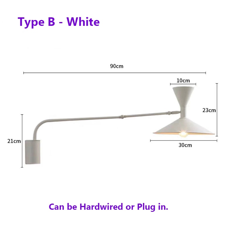 Lampada da parete NovaSwing con braccio oscillante e spina per decorazione camera da letto | Lersk