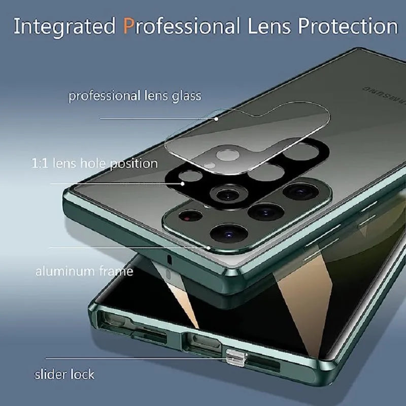 Kovové pouzdro z hliníkové slitiny 360 se bezpečným zavíráním pro Samsung Galaxy S24-S23 série | Lersk