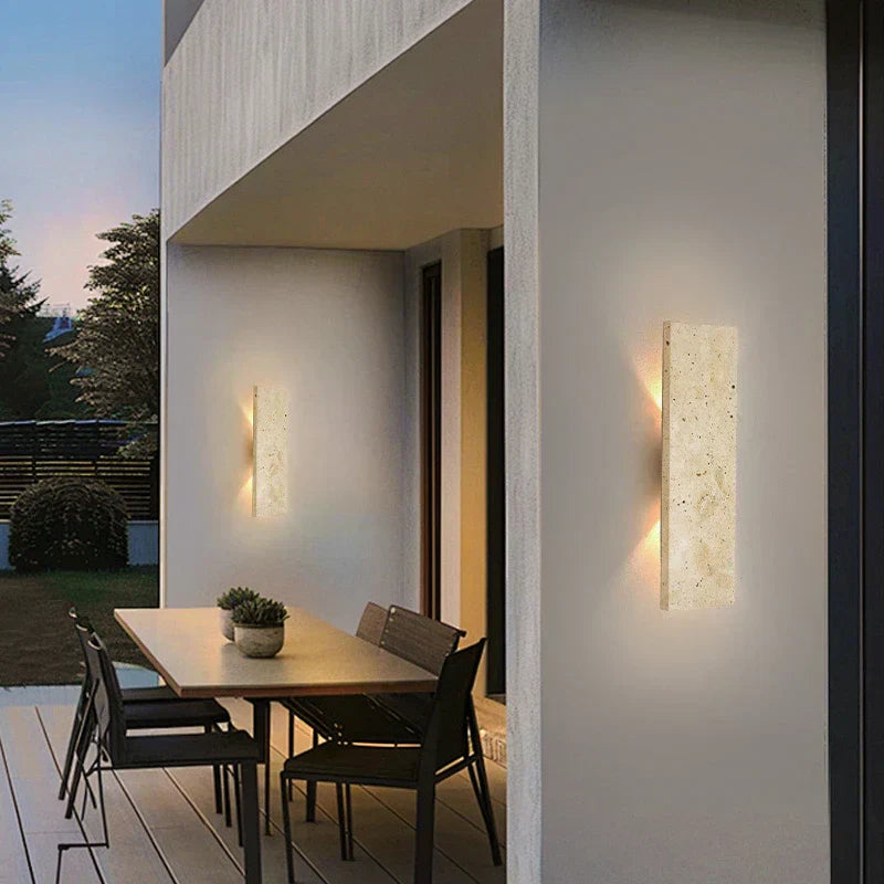 Lampada da parete LED impermeabile da esterno con pietra naturale per decorazione patio | Lersk