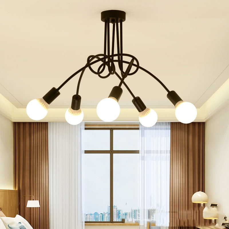 NovaVale Retro Iron Chandelier in Black and White Finish | Lersk