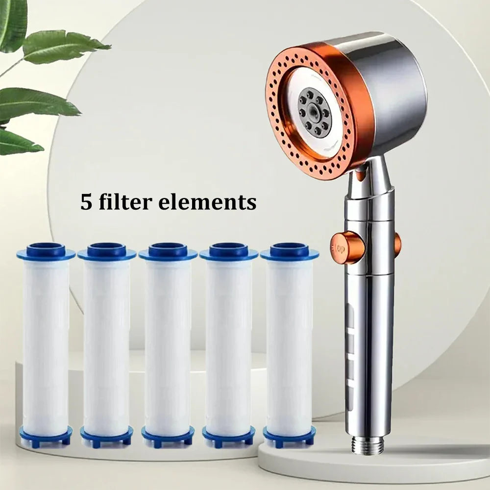 6-Mode Handheld Shower Head with Built-In Filter and One-Button Water Stop | Lersk