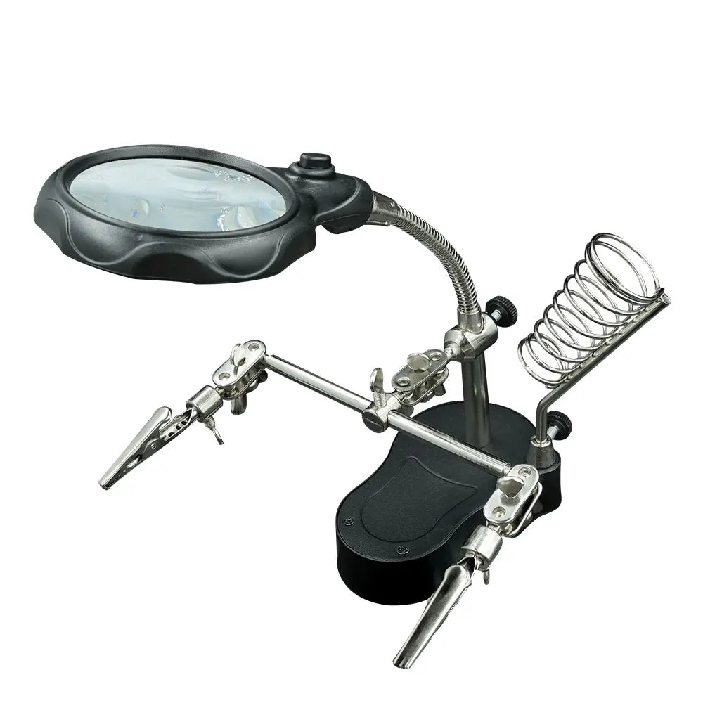 Third Hand Soldering Station with LED Magnifier and Adjustable Clips | Lersk