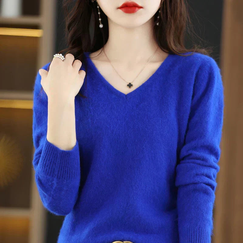 Nyra Cashmere V-hals sweater til kvinder, slim fit, 100 % kashmir | Lersk