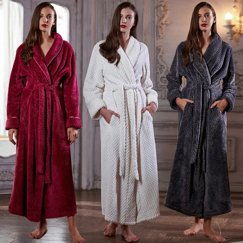 Halat de baie pentru maternitate CozyNest, flanel termic extra-lung | Lersk