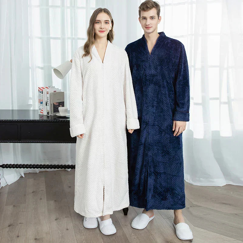 Halat de baie pentru maternitate CozyNest, flanel termic extra-lung | Lersk