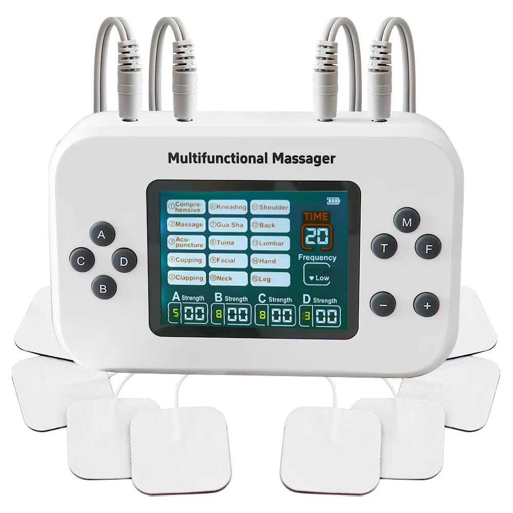 Stimulateur musculaire rechargeable TENS et EMS 4 canaux avec 15 modes et 30 niveaux d'intensité | Lersk