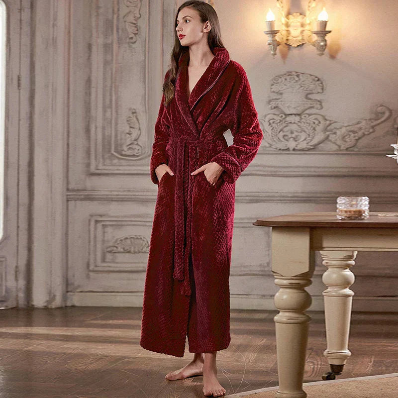 Halat de baie pentru maternitate CozyNest, flanel termic extra-lung | Lersk
