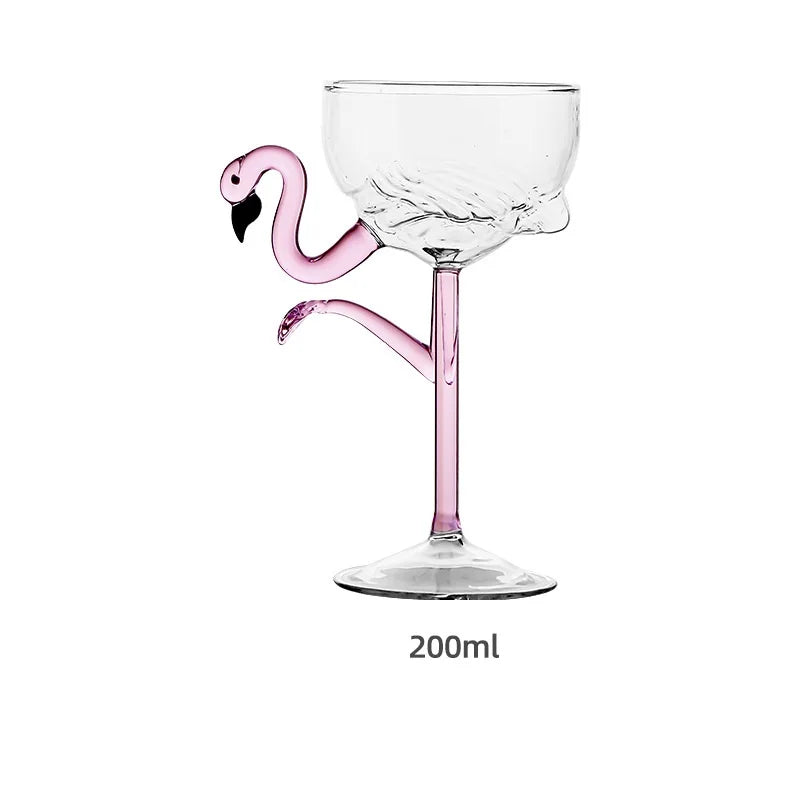 Růžové flamingo koktejlové průhledné párty sklenice pro tropické párty a setkání po celém světě | Lersk