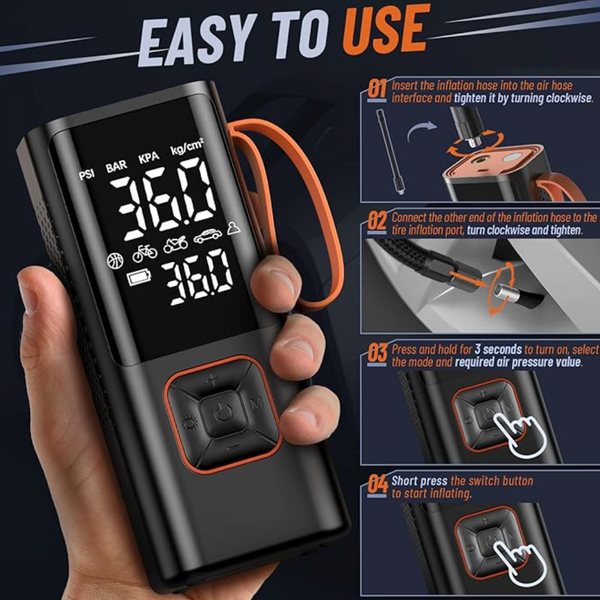 Wireless Portable Air Compressor Cordless For Cars Bikes | Lersk