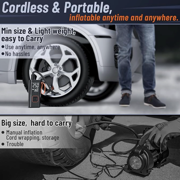 Wireless Portable Air Compressor Cordless For Cars Bikes | Lersk