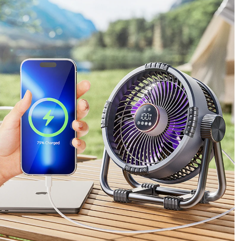 Riley 6v1 Dobíjecí kempingový ventilátor s LED světlem a dálkovým ovládáním pro kempování | Lersk