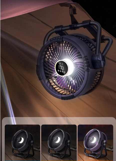 Riley 6v1 Dobíjecí kempingový ventilátor s LED světlem a dálkovým ovládáním pro kempování | Lersk