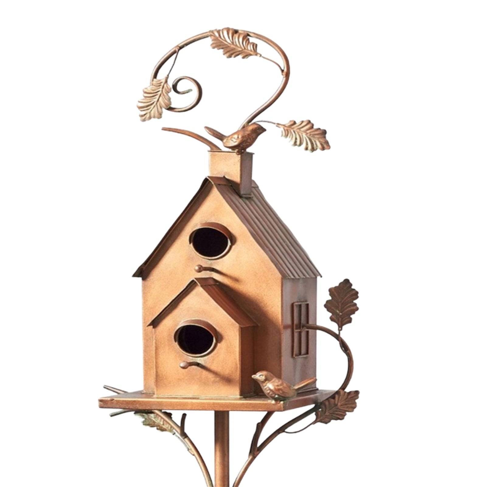 بيت طيور من فن المعدن FeatherNest على عمود حديقة - لمسة زخرفية خارجية للحديقة | Lersk