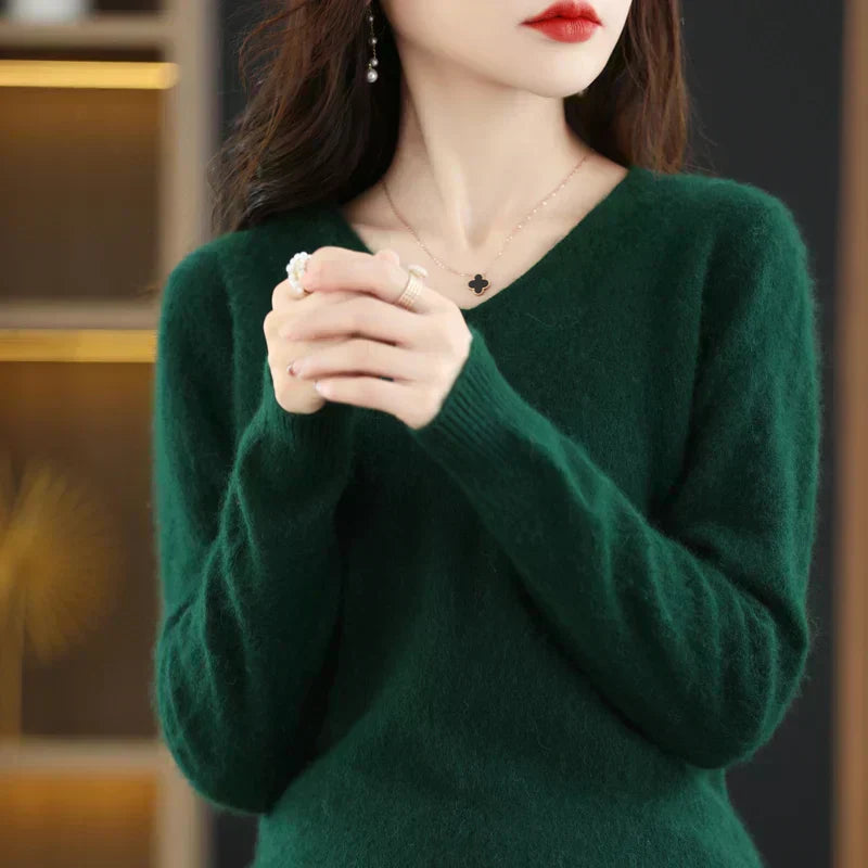Nyra Cashmere V-hals sweater til kvinder, slim fit, 100 % kashmir | Lersk