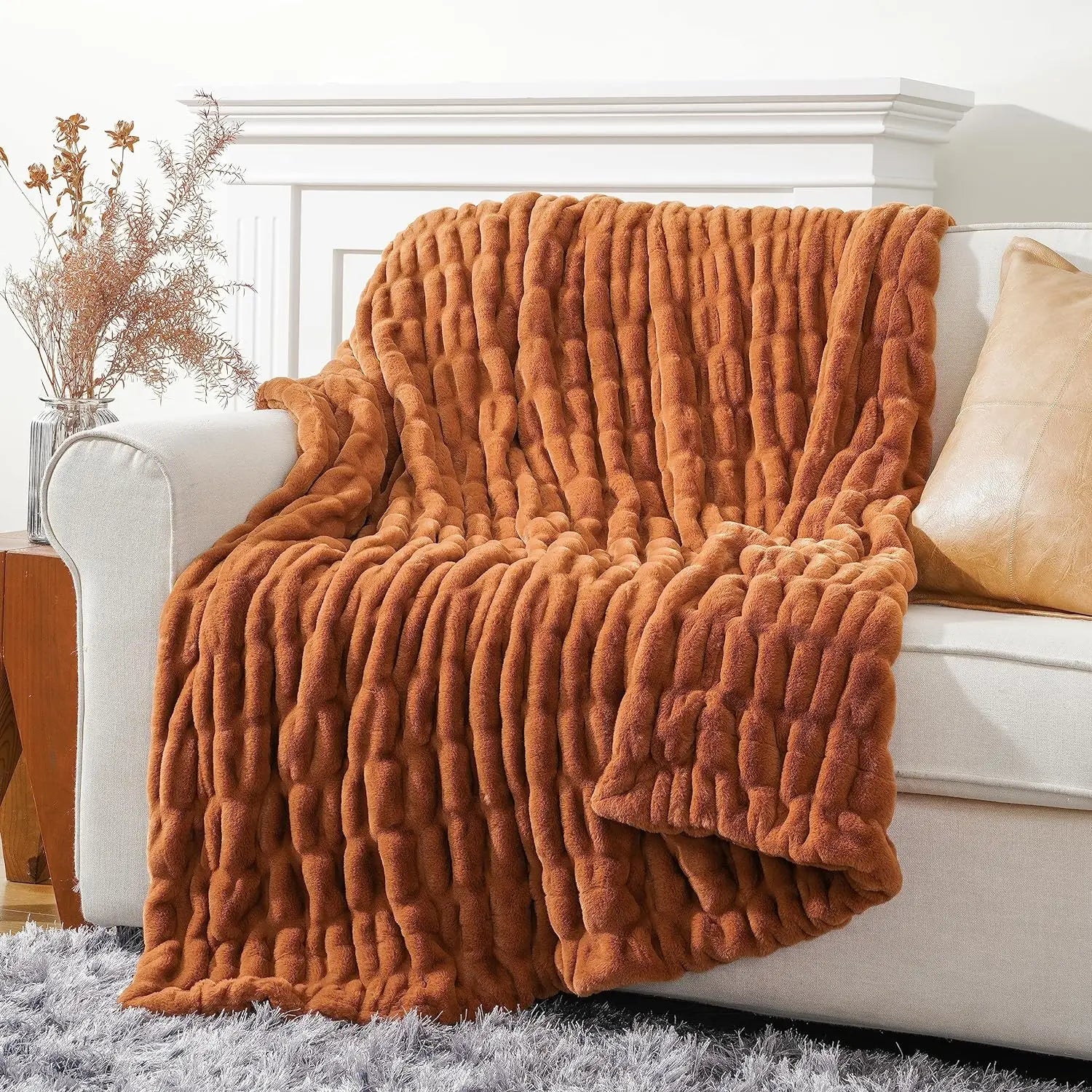 Plush Faux Rabbit Fur Throw | Lersk