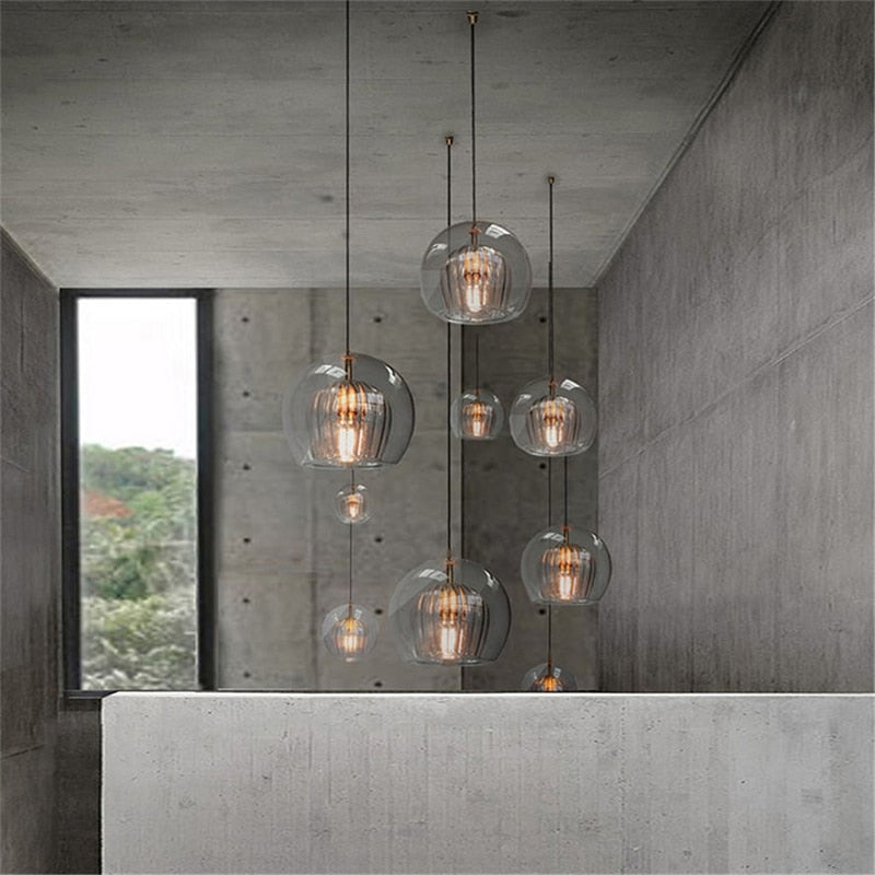 Lampade a sospensione in vetro Nyra Nordic - Fiore artistico a doppio strato