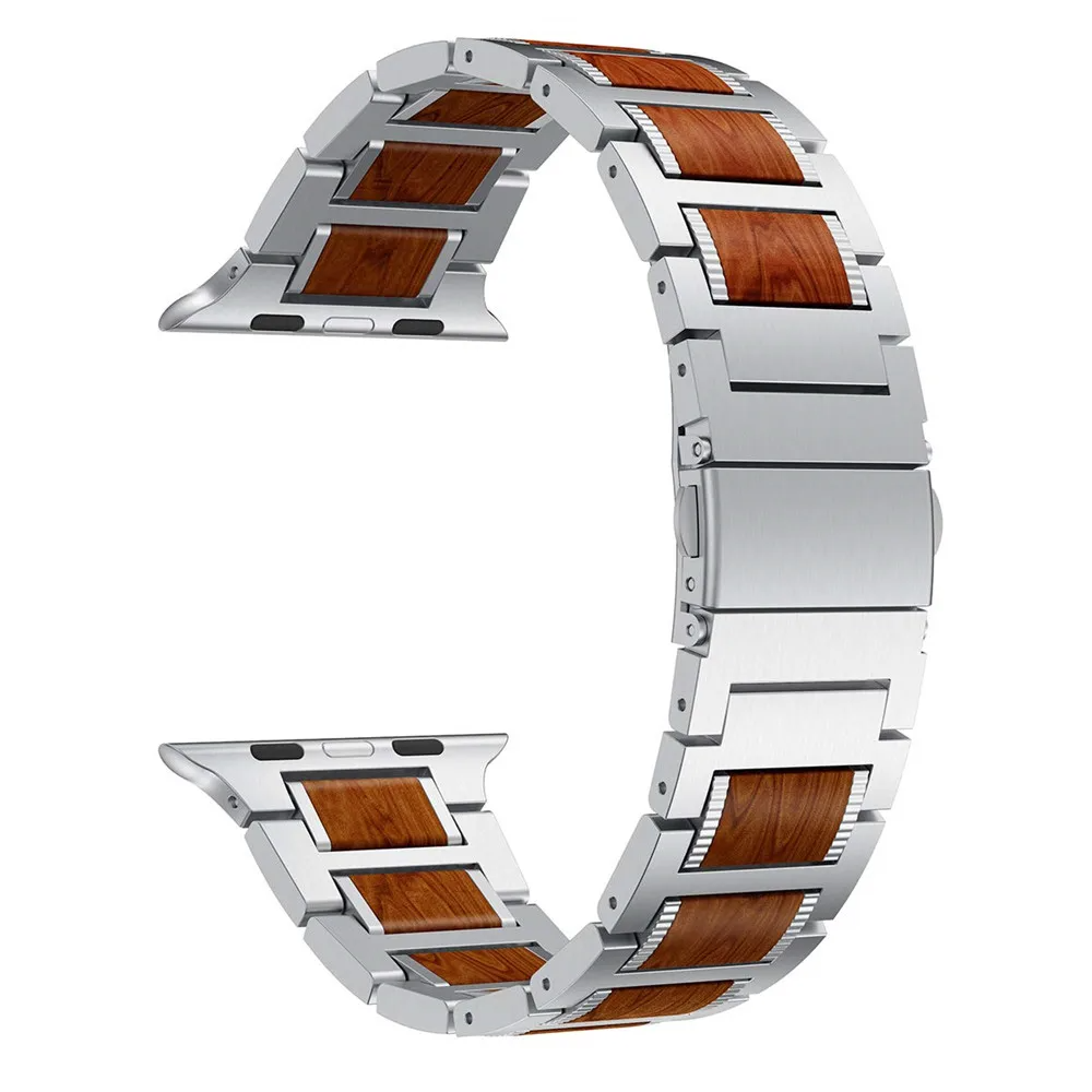 Marisol | Pulseira de Sândalo Vermelho Natural e Metal para Apple Watch | Lersk