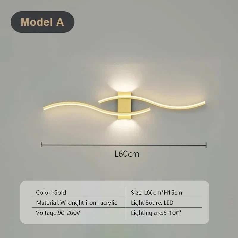 Lampada da parete LED con telecomando doppia curva per camera da letto | Lersk