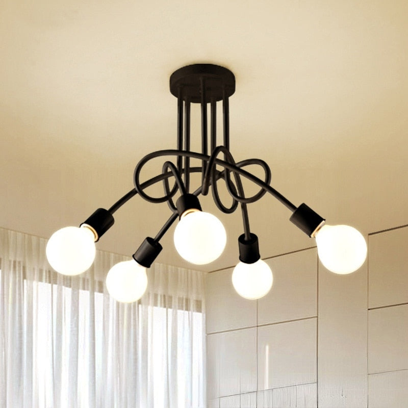 NovaVale Retro Iron Chandelier in Black and White Finish | Lersk