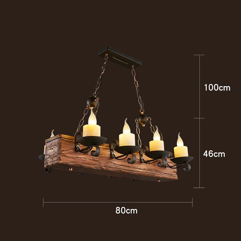 Vintage industriel træ LED loftlampe | Lersk