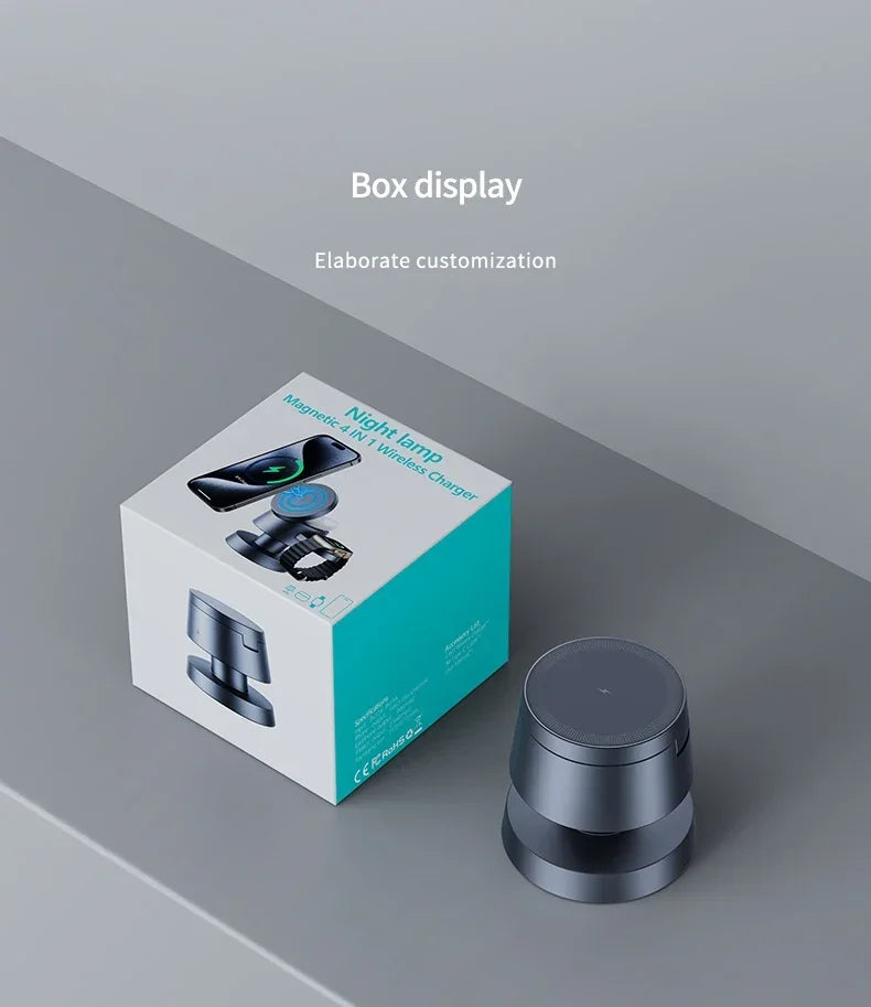 Chargeur sans fil magnétique 4-en-1 avec veilleuse pour bureau | Lersk