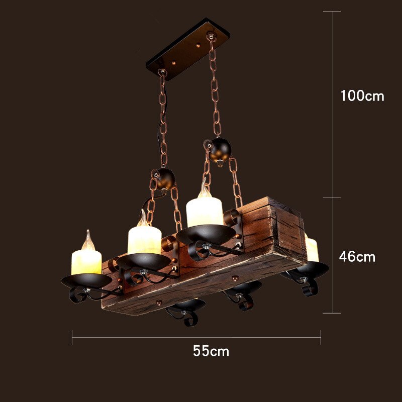 Vintage industriel træ LED loftlampe | Lersk
