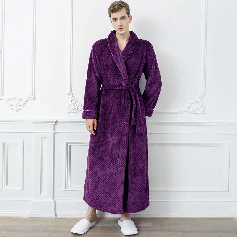 Halat de baie pentru maternitate CozyNest, flanel termic extra-lung | Lersk
