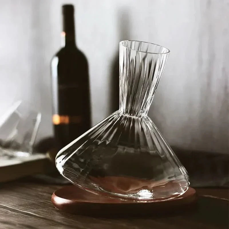 Krystalglas roterende vinkaraffel 1 liter elegant bordtilbehør til vinelskere til hverdag | Lersk